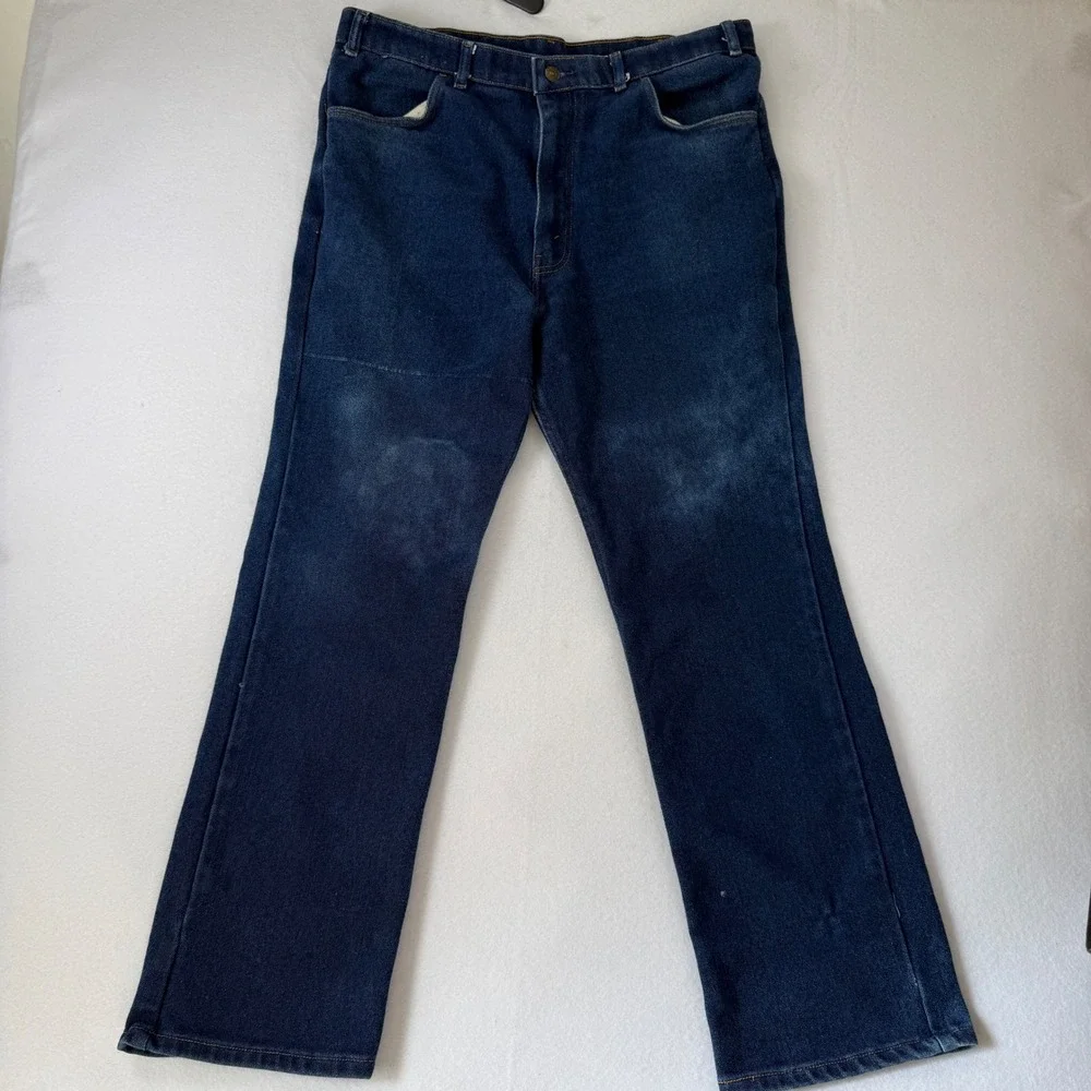 Vintage Levis Blue Tab Jeans Mens 36x30 Relaxed Straight Dark Wash Batwing Tag